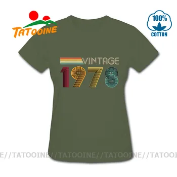 Nuostabi Derliaus 1978 Marškinėliai moterims 70s Vasaros Kostiumas Retro Gimęs 1978 T-shirt Komanda Gimtadienio Dovana Lady Slim fit Tee Viršūnės