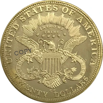 1891 Jungtinės amerikos valstijos 20 Dvidešimt Dolerių Laisvė Vadovas Dvigubas Erelis su moto Aukso Žalvario monetos Kolekcionieriams Kopijuoti Monetos