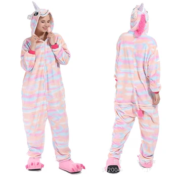 Moterų Sleepwear Nustatyti Vienaragis Totoro Panda Onesies Unisex Žiemos Lokys Onesies Vaikai Naktiniai Drabužiai Anime Kostiumais Suaugusiems Flanelė Pižama