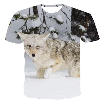 Naujas wolf 3D atspausdintas T-shirt-vyrų ir moterų mados hip-hop trumpomis rankovėmis-cool gyvūnų spausdinti-vasaros atsitiktinis tee viršų