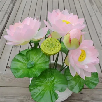 5vnt Netikrą Lotoso Gėlių Krūva Modeliavimas Vandens Lelija 6 7 Spalvų Stiebai už Vestuves Namų Dirbtinis Dekoratyvinės Gėlės