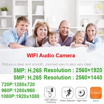 5MP 2MP, 720P IP Kamera, Wifi 1,7 mm Panoraminis Objektyvas, Apsaugos Stebėjimo kameros Belaidžio Garso namų apsaugos kamera, ONVIF JINEUO