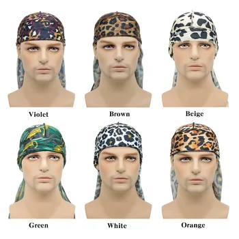 Leopard Šilkiniai Durag Vyrams, Moterims Spausdinti Bandana Bžūp Hip-Hop Apdangalai, Kvėpuojantis Doo Rpg Perukai Pirate Hat Plaukų Aksesuarai