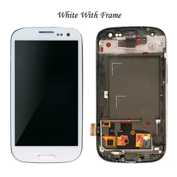 Originalus I9300 LCD Samsung Galaxy S3 Ekranas Jutiklinis Ekranas skaitmeninis keitiklis komplektuojami su Rėmo I9300i I9301 I9301i I9305 Gt-i9300