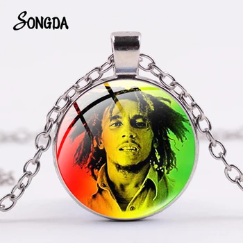 Bob Marley Steampunk Stiklo Perlas Karoliai Garsaus Jamaika Dainininkas Plakatas Vėliavos Vaizdai Sidabro Padengtą Unisex Gerbėjai Ilgi Karoliai