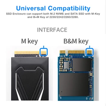 Rondaful M2 VSD Byloje M. 2 USB 3.2 Gen 2 NVMe SSD Aptvarą Nvme PCIE UASP Klavišą M NGFF SATA USB C SDD Standžiojo Disko Dėžutė Adapteris
