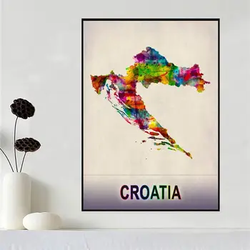 Kroatijos Žemėlapį Akvarelės Paveikslai Tapyba Sienos Menas Nuotraukas Spausdina Namų Dekoro Sienos Plakatas Apdaila Už Kambarį be Rėmelio