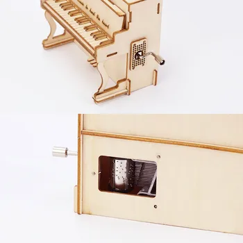 Fortepijonui Medienos Vertus Music Box 3D Medinė Dėlionė Office Home Stalo Apdailos Mechaninė Modelis Meilės Gimtadienio Dovanos Statybos Rinkiniai