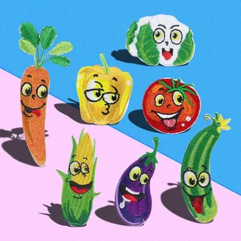 Daržovių Baklažanų, pomidorų, morkų, kukurūzų, Luffa Pleistras Animacinių filmų kopūstas Siuvinėjimo Geležies Ant Drabužių Dėmės 