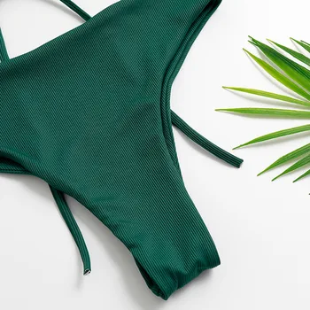 Maudymosi kostiumėlį 2021 Naujas Moterų vientisos Spalvos Tvarsčiu-Dviejų dalių kostiumėlį Mados Bikini Komplektas, Push-up Brazilijos maudymosi Kostiumėliai Paplūdimio maudymosi kostiumėlį Moteris