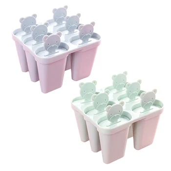 ROSENICE 6 Ertmės Ledo Popsicle Kūrėjai Ledo Lolly Pelėsis Mados Mielas Lokys Plastmasės liejimo formas