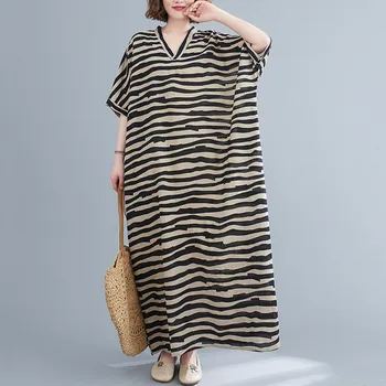 Trumpas rankovės medvilnės derliaus juostele suknelės moterims atsitiktinis palaidų maxi ilgas vasaros paplūdimio suknelė elegantiškas drabužius 2021