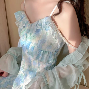 Svetimų Kitty Vasaros Geometrinis Dryžuotas Femme Saldus 2021 Merginos Vakare Šalis Naujas-Line Elegantiškas Karšto Ilgos Suknelės Spausdinimo Duobute