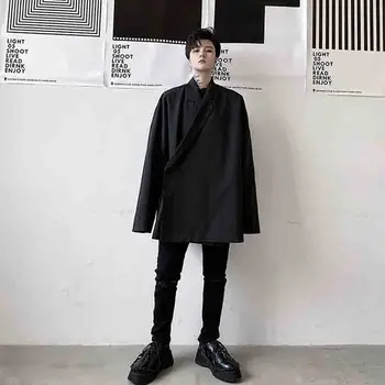 Yamamoto tamsiai retro Švarkas kailis vyrų tendencija stilistas kostiumas asimetrinė dizaino prasme mažumų viršų