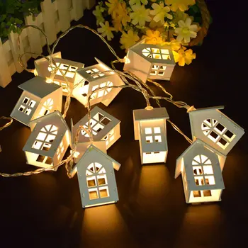 2M Medienos Namas LED Styginių Šviesos Pasakų Girliandą USB/Baterijos Valdomas Girlianda už Kalėdos Vestuves Miegamasis Stalo Apdailos Lempos