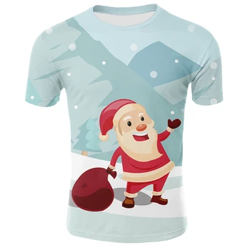 2021 Naujų Santa Claus 3D T-Shirt Moterims, Vyrams, Atsitiktinis trumpomis Rankovėmis Viršūnes Juokinga Drabužių Streetwear Unisex Kalėdų Marškinėliai Plius Dydis