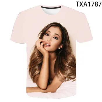 Ariana Grande 3D Print T Shirt Vyrai, Moterys, Vaikai, Mada, Vasaros Trumpos Rankovės Tshirts Atsitiktinis Streetwear Tee Berniukas Mergaitė Vaikai Viršūnės
