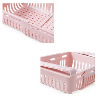 2vnt/komplektas reguliuojamas tampus šaldytuvas organizatorius talpinimo stalčių krepšelį pull-out stalčių virtuvės šviežių stalčiuko