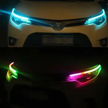 2vnt Automobilių Eilės Teka RGB Šviesos važiavimui Dieną DRL APP Įvairių Spalvų LED Šviesos Juostelės Posūkio Signalo Žibintai Headlig