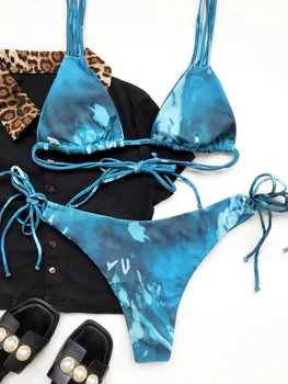 Seksualus Bikini Komplektas 2021 Moterų Maudymosi Kostiumėliai, Push Up Spausdinti Maudymosi Kostiumėlį Tvarstis Apynasrio Maudymosi Plaukti Kostiumas Moterų Paplūdimio Plaukimo Biquini