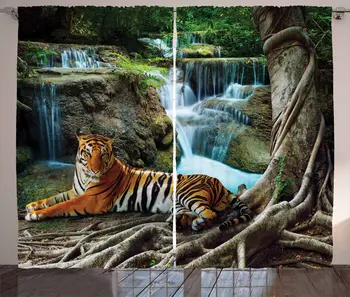 Safari Užuolaidos Indokinijos Tigras M. Pagal Banyan Tree Nuo Kalkakmenio Krioklys Atsipalaiduoti Gamtos Kambarį Dekoro