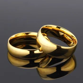 FairLadyHood Sklandžiai Nerūdijančio Plieno Pora Aukso Žiedus Paprasta 4MM Moterys Vyrai Mėgėjams Vestuvių Papuošalai, Sužadėtuvių Dovanos