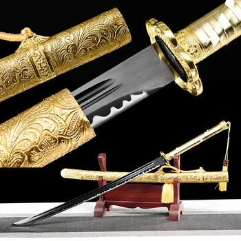 Ming Dinastija Stilius Derliaus Kardas Nekilnojamojo Sharp Full Tang Ranka, Kūjo Mangano Plieno Broadsword Samurai Katana Catanas 42 Colių