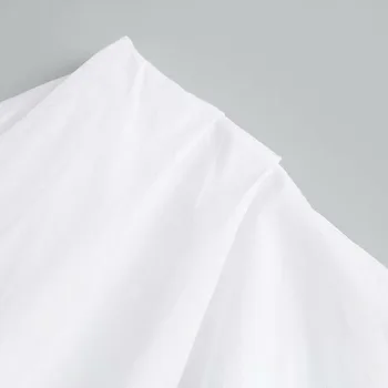 2021 marškinėliai pavasarį naują moterų nesimetriškas nuožulnios pečių viršus popelinowy balta backless atidaryti clavicle vieno rankovėmis marškinėliai