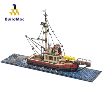 Buildmoc 1235pcs Klasikinis Idėja Serijos SS-38659 Žvejybos Valtis Orka-Žandikaulių Kūrėjas Miestas Kruizinio Laivo Blokai Žaislai Vaikas Dovana