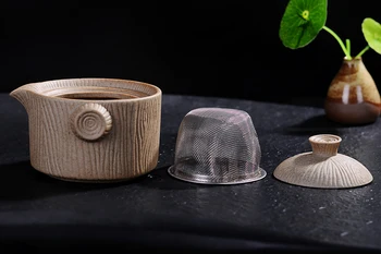 Grubios keramikos Arbatos rinkinys Apima 1 Puodą 2 Puodelio, Aukštos kokybės elegantiškas gaiwan,Gražus ir lengvai virdulys arbatinukas, 