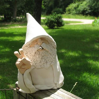 Balta Vyras Gnome Nykštukas Statula, Sodo Skulptūros Dervos Amatų Lauko Tamsiai Pilka Meno Medžio Dekoro