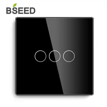 Bseed Prekės Touch Jungiklis 3 Gauja 1 Būdas Europos Standartas Touch Sensorius Jungiklis Juoda Balta Golden 3 Spalvų Su Stiklo Kristalų, Stiklo