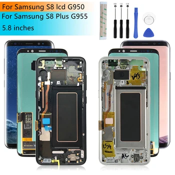 Sreen Samsung Galaxy S8 lcd G950 S8 Plius G955 Jutiklinis Ekranas skaitmeninis keitiklis komplektuojami Su Rėmo s8 Ekrano Pakeitimas, Remontas, Dalys