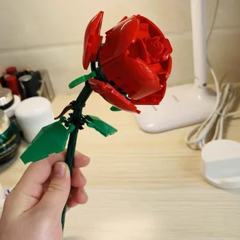 Kūrybos Rožių Puokštė Building Block Modelis Mergaitė Dovana Valentino Dienos Romantiškas Gėlių, Augalų, Namų Puošybai 
