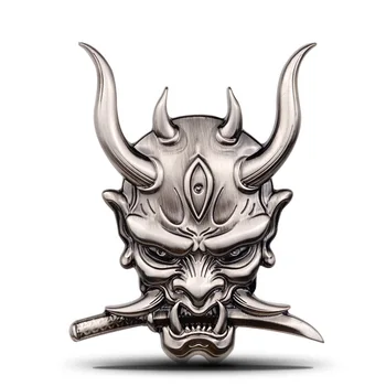 Japonija Samurajus Dvasios Kaukolė Automobilių Lipdukas Metalo Skeletas Emblema Automobilį, Motociklą 