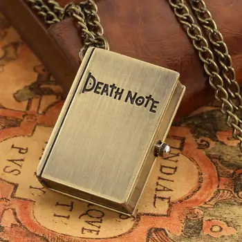 Mini Mažas Death Note Book Kvadrato Formos Kvarco Kišenėje Žiūrėti Karoliai Derliaus Pakabukas Grandinės Death Note, Papuošalai Vaikams Vaikams