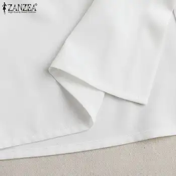 Elegantiškas Moterų Palaidinė ZANZEA 2021 m. Rudenį Office Lady Marškinėliai Atsitiktinis, Kietas Sluoksniuotos Rankovėmis Viršūnes Moterų Atvartas Apykaklės Blusa Negabaritinius