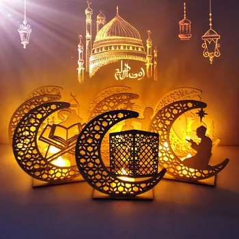 2021DIY LED Eid Mubarakas Dekoro Ramadanas Apdailos Šviesos Musulmonai, Islamas Mediniai Mėnulio Lempos Palace Dekoratyvinis Apšvietimas Šaliai Dekoro