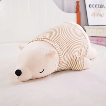 Baltasis lokys, pliušinis žaislas, minkšti kūno priglausti pagalvė miegoti priglausti pagalvę lėlės lėlės medžiaga lėlės vaikų dovanų