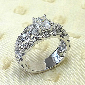 Huitan 2021 Madinga Vestuvių Žiedai Moterys Sidabro Spalvos Vestuvių Amžinybės Žiedas su CZ Subtilus Jubiliejų Dovana Pareiškimą Papuošalai