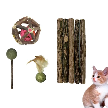 Gamtos Katžolių Stick Silvervine Bell Ball Mėtų Kamuolys Katžolių Saldainis Kačių Reikmenys Naminių Gyvūnų Kačiukas Dantų Šlifavimo Interaktyvūs Žaislai