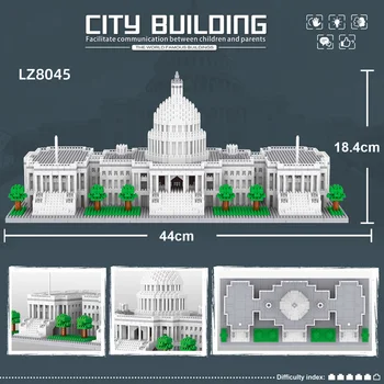 Prezidento rūmuose Jungtinių valstijų architektūros nanobricks Vašingtone.D.C Baltųjų rūmų pastatas micro diamond blokuoti žaislai