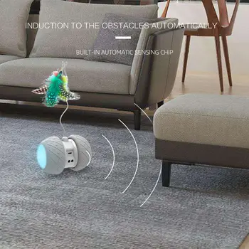 Naminių gyvūnėlių, Kačių Žaislas Automatinė Katė Kibinimas su LED Ratų Įkrovimo Flash Geležinkelių Spalvinga Katė Lipdukas Plunksnų Žaislas Elektroninių Kačių Žaislai