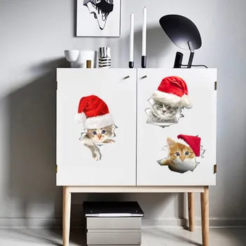 Mamalook Mielas 3D Kalėdų Šunų Kačių Siena Lipdukas Festivalio Kalėdinis Namų Dekoras Meno, Lipdukai, Tapetai, Freskos Medžiaga Lipdukai S