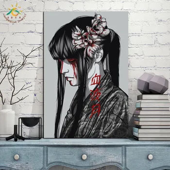 Japonija Kraujo Mergina Drobės Pažymėkite Tapybos Šiuolaikinės Drobė Meno Spaudinius Plakatas Sienų Tapybos Kūrinys Sienos Menas Nuotraukos Namų Puošybai