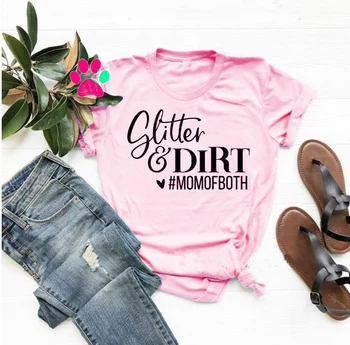 Mama Tiek Marškinėliai, blizgučiai ir purvo moterų mados motinos dienos dovana camiseta rosa feminina citata estetinės tee dovana goth meno viršūnes