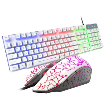 2021 naujos klaviatūros ir pelės rinkinys T13 vaivorykštė apšvietimu USB ergonomiškas žaidimų klaviatūros ir pelės rinkinys, skirtas KOMPIUTERIUI laptopo