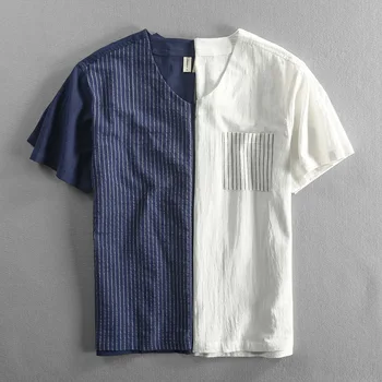 Naujas Atvykimo Vasaros Žmogaus T-Shirt Aukštos Kokybės Medvilnės V-Kaklo Juostele Kišenėje trumparankoviai Prarasti Kvėpuojantis Vyrų Paprasta Viršūnes Tees