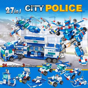 Blokai Miesto Policijos Nuovadą, Statyba Blokai, Automobilių SWAT Truck Transporto priemonės Karinės Plytos Techninius Žaislai Vaikams, Vaikai