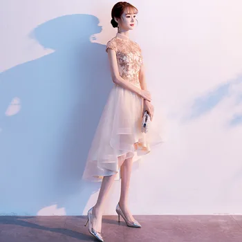 Mergaitė Princesė Vakarinę Suknelę China Asymmentrical Priimančiosios Fortepijonas Rodo, Kinų, Rytietiškas Vestuvių Suknelės Qipao Mados Cheongsam Suknelė